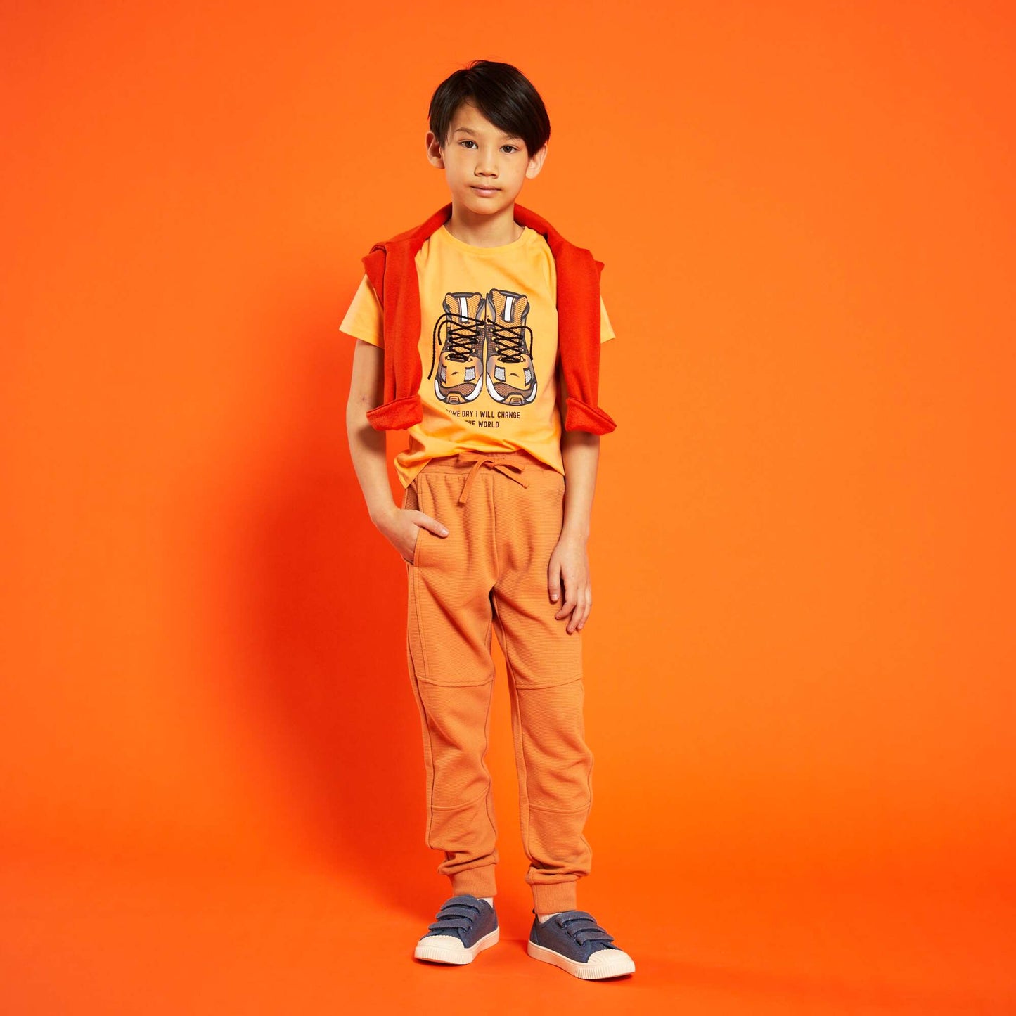 T-shirt en coton avec imprimé Orange