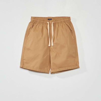 Bermuda droit à taille élastiquée Beige