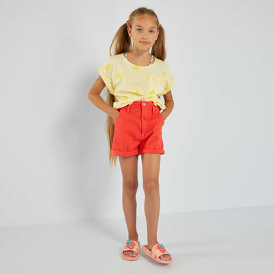 Short en jean Rouge