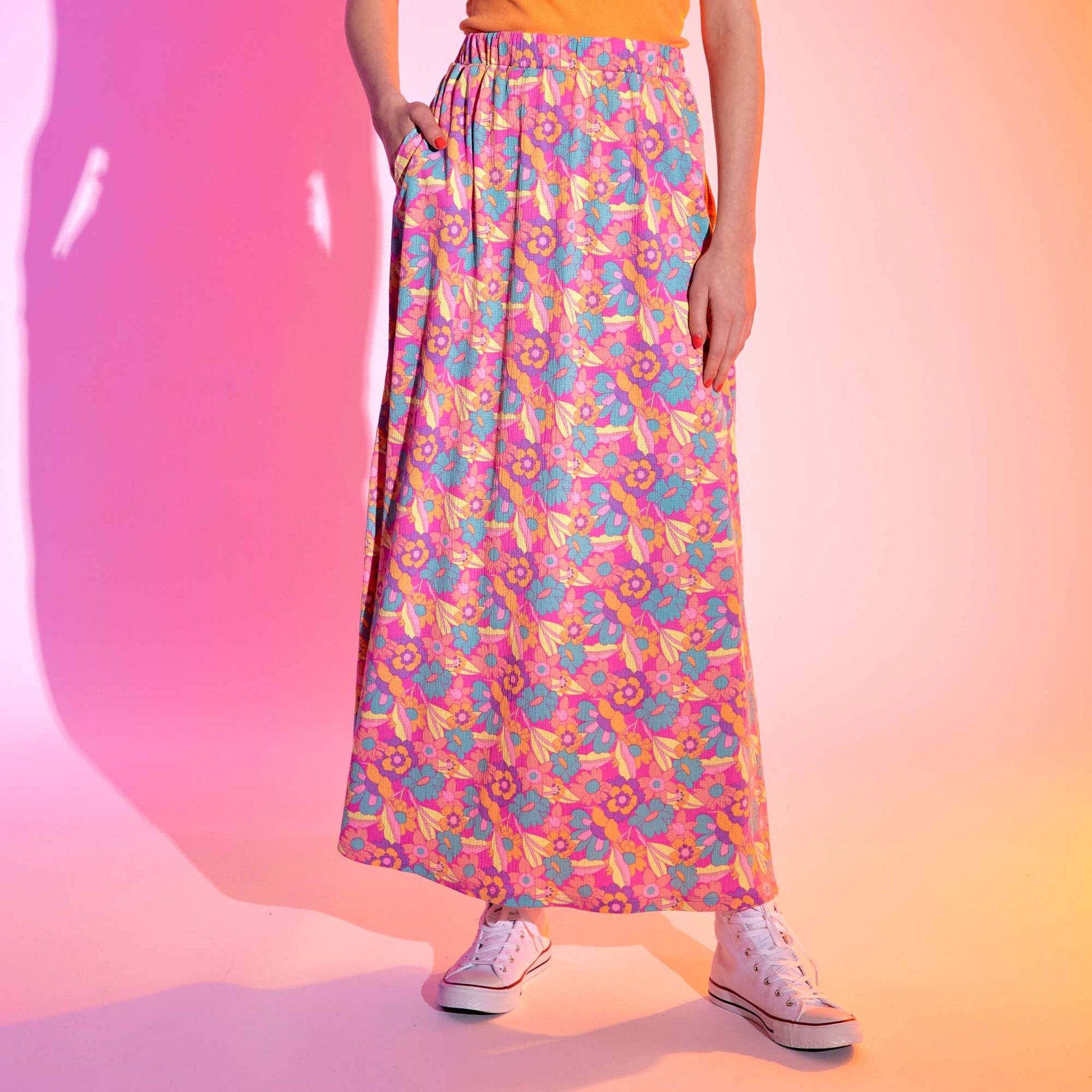 Jupe longue 'fleurie' Violet – Kiabi Afrique - Main Image